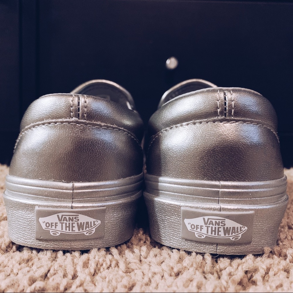 Vans Metallic Leather Silver Classic Slip-On